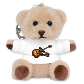 Akustikgitarre – Rustikale Vintage Musik Kunst - Teddy Schlüsselanhänger - Weiß - Vorne
