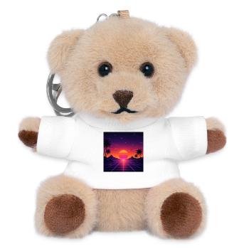 80er-Jahre-Retro mit farbenfrohem Sonnenuntergang - Teddy Schlüsselanhänger - Weiß - Vorne