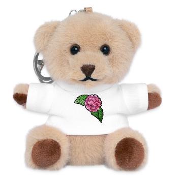Rosa Pfingstrose auf schwarzer Seide - Teddy Schlüsselanhänger - Weiß - Vorne