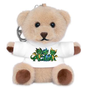 Drei süße Drachenbabys – Grüne Drachengeschwister - Teddy Schlüsselanhänger - Weiß - Vorne