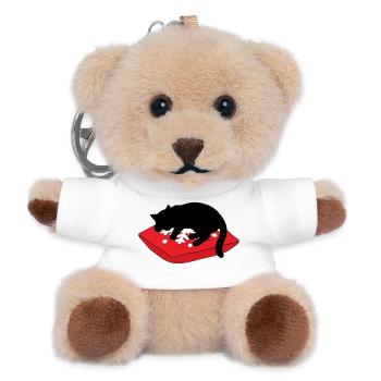 gatto_cucciolo_nero_dorme_su_un_cuscino_inverna - Teddy Schlüsselanhänger - Weiß - Vorne