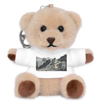Wanderer auf bergigem Pfad - Teddy Schlüsselanhänger - Weiß - Vorne