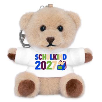 Schulkind 2027 Einschulung - Teddy Schlüsselanhänger - Weiß - Vorne