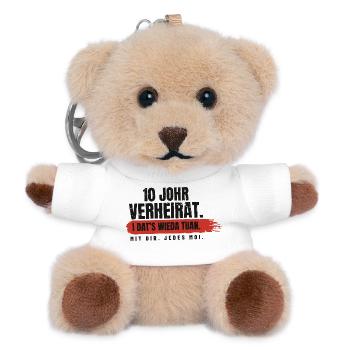 10 Johr verheirat – i dat's wieda - Teddy Schlüsselanhänger - Weiß - Vorne