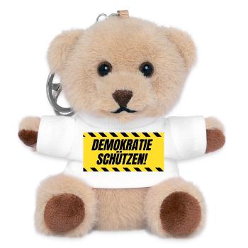 Demokratie schützen! - Teddy Schlüsselanhänger - Weiß - Vorne