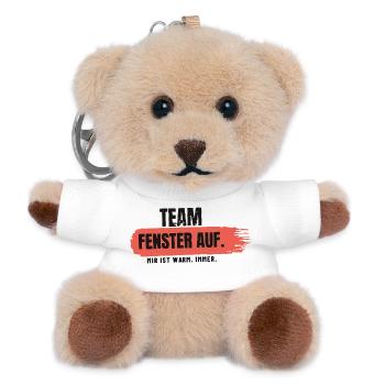 Team Fenster auf – mir ist warm - Teddy Schlüsselanhänger - Weiß - Vorne