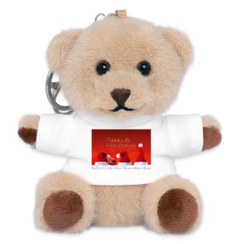 Frohe Weihnachten 2027 Hut-Trio - Teddy Schlüsselanhänger - Weiß - Vorne
