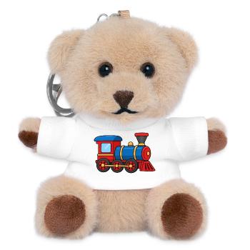 Kleine bunte Lokomotive – Comic Zug - Teddy Schlüsselanhänger - Weiß - Vorne