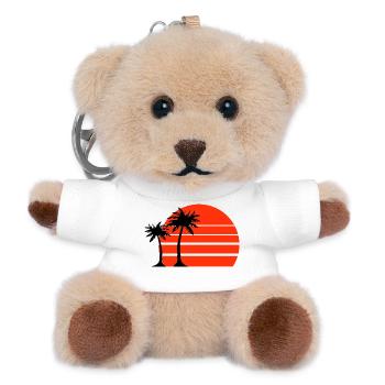 Tropischer Retro-Sonnenuntergang Palmen - Teddy Schlüsselanhänger - Weiß - Vorne