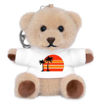 Sonnenuntergang am Palmenstrand - Teddy Schlüsselanhänger - Weiß - Vorne