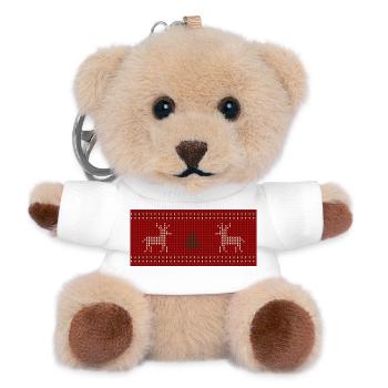 Rentier-Weihnachtsstrick Print - Teddy Schlüsselanhänger - Weiß - Vorne