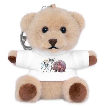 Veralteter Schutzengel und Nilpferd – Humor - Teddy Schlüsselanhänger - Weiß - Vorne