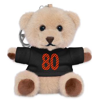 80. 80 JAHRE. 80-JÄHRIGES JUBILÄUM. 80. GEBURTSTAG. - Teddy Schlüsselanhänger - Schwarz - Vorne