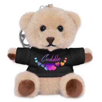 zum knuddeln kuscheln liebhaben Herzen - Teddy Schlüsselanhänger - Schwarz - Vorne