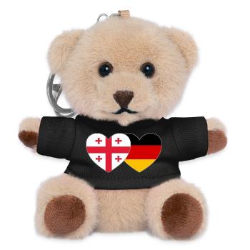 Georgien Deutschland Flagge Herz - Teddy Schlüsselanhänger - Schwarz - Vorne