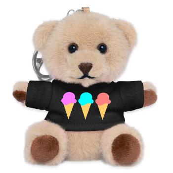 Eis Eiscreme Erdbeere Erdbeereis Sommer Festival - Teddy Schlüsselanhänger - Schwarz - Vorne
