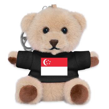 Singapur – Flagge, Wappen, Sichelmond und Sterne - Teddy Schlüsselanhänger - Schwarz - Vorne