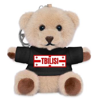 Tiflis Stadt mit georgischem Flaggendesign - Teddy Schlüsselanhänger - Schwarz - Vorne