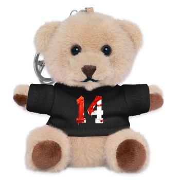 NO. 14 NUMBER 14 RED WHITE 14TH BIRTHDAY - Teddy Keyring - black - Front