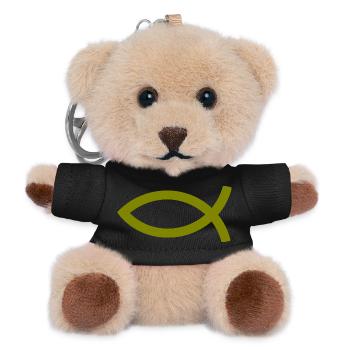  Jesusfisch grün Ichthys Jesus Fisch  - Teddy Schlüsselanhänger - Schwarz - Vorne
