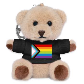 LGBT Pride Flag / Neue Regenbogen Progress Flagge - Teddy Schlüsselanhänger - Schwarz - Vorne