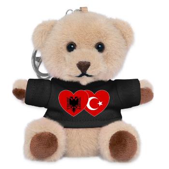 Albanien Türkei Flagge Herz - Teddy Schlüsselanhänger - Schwarz - Vorne