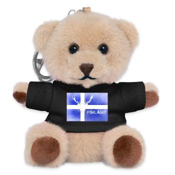 Finland wildlife Finnland Fahne - Teddy Schlüsselanhänger - Schwarz - Vorne