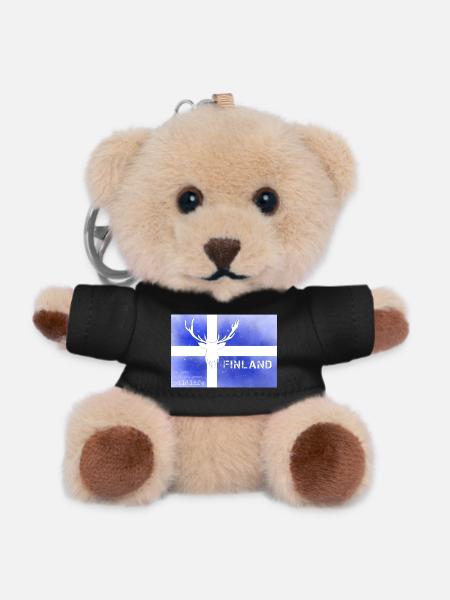 Finland wildlife Finnland Fahne - Teddy Schlüsselanhänger - Schwarz