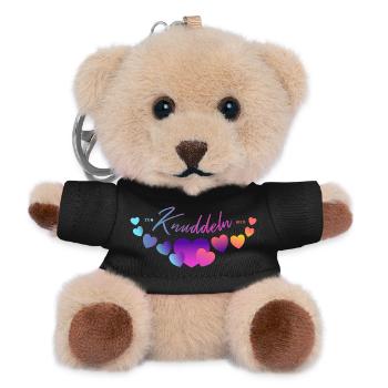 zum knuddeln kuscheln liebhaben Herzen - Teddy Schlüsselanhänger - Schwarz - Vorne