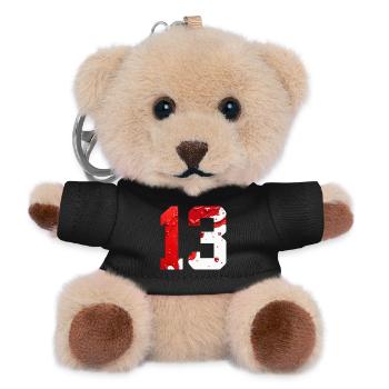 NO. 13 NUMBER 13 RED WHITE 13TH BIRTHDAY - Teddy Keyring - black - Front