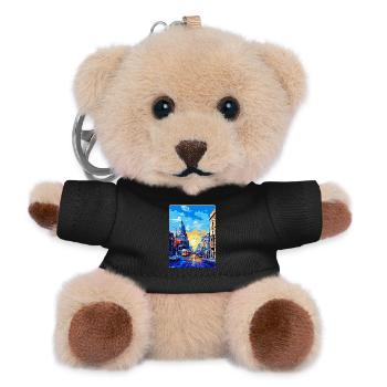 Bucharest Romania Vintage Travel Poster Souvenir - Teddy Keyring - black - Front