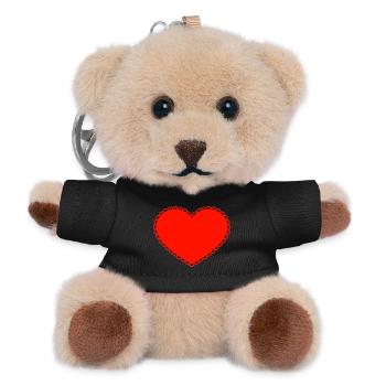 Rotes Herz mit Spitzenrand - Teddy Schlüsselanhänger - Schwarz - Vorne