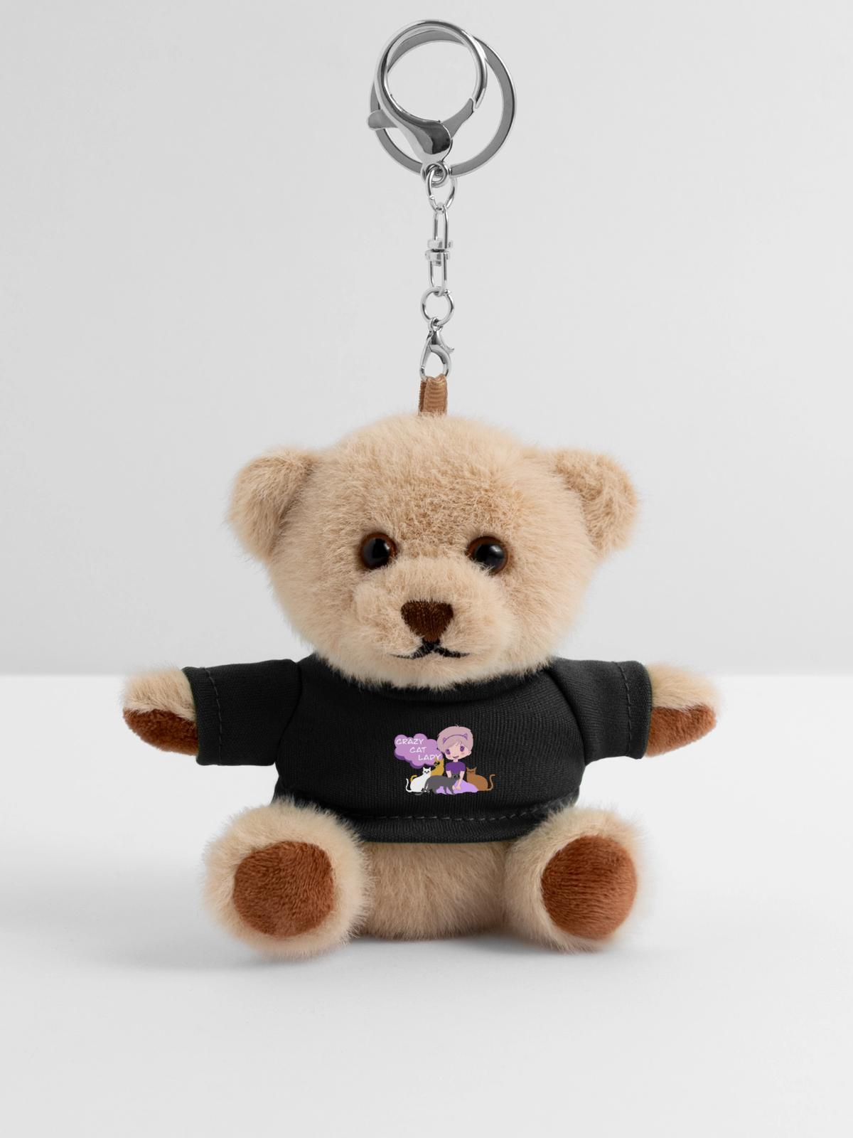 Verrückte Katzendame - Teddy Schlüsselanhänger - Schwarz - Vorne