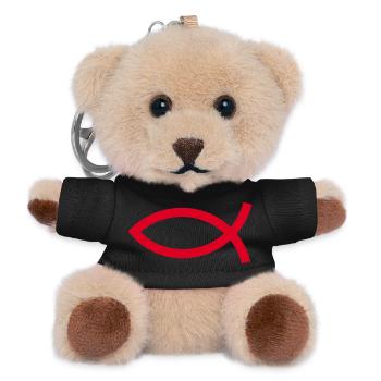  Jesusfisch rot Ichthys Jesus Fisch  - Teddy Schlüsselanhänger - Schwarz - Vorne