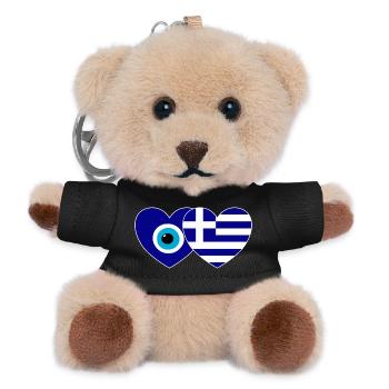Greece Flag Lucky Charm Nazar Pearl - Teddy Keyring - black - Front
