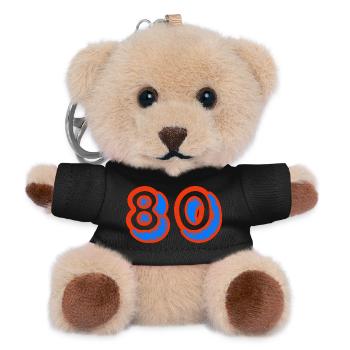 80. 80 JAHRE. 80-JÄHRIGES JUBILÄUM. 80. GEBURTSTAG. - Teddy Schlüsselanhänger - Schwarz - Vorne