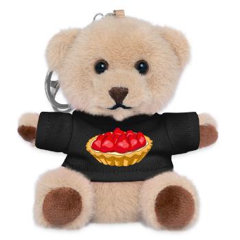 Erdbeer-Tarte - Teddy Schlüsselanhänger - Schwarz - Vorne