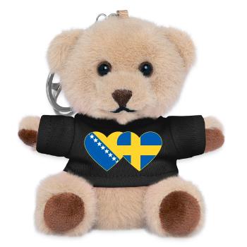 Bosnien Schweden Flagge Herz - Teddy Schlüsselanhänger - Schwarz - Vorne