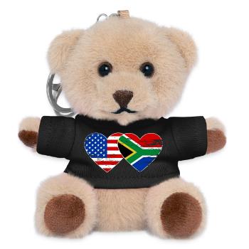 USA Südafrika Flagge Herzform used - Teddy Schlüsselanhänger - Schwarz - Vorne