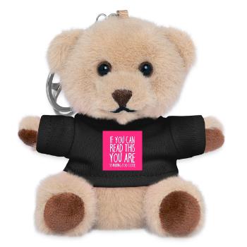 Mundschutz lustig Spruch - lustige Sprüche - Teddy Schlüsselanhänger - Schwarz - Vorne
