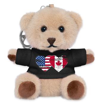 USA Kanada Flagge Herz used - Teddy Schlüsselanhänger - Schwarz - Vorne