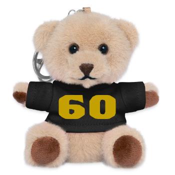60. 60 JAHRE. 60-JÄHRIGES JUBILÄUM. 60. GEBURTSTAG. - Teddy Schlüsselanhänger - Schwarz - Vorne