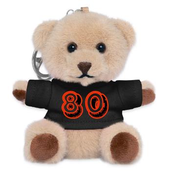 80. 80 JAHRE. 80-JÄHRIGES JUBILÄUM. 80. GEBURTSTAG. - Teddy Schlüsselanhänger - Schwarz - Vorne