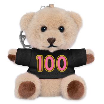 100. 100 JAHRE. 100-JÄHRIGES JUBILÄUM. 100. GEBURTSTAG - Teddy Schlüsselanhänger - Schwarz - Vorne