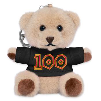100. 100 YEARS. 100th ANNIVERSARY. 100 BIRTHDAY - Teddy Keyring - black - Front