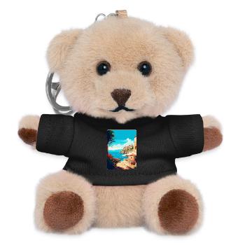 Rhodos Griechenland Vintage Reiseplakat WPA Souvenir - Teddy Schlüsselanhänger - Schwarz - Vorne