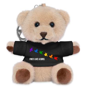 Free like a bird, in Regenbogenfarben - Weiß - Teddy Schlüsselanhänger - Schwarz - Vorne