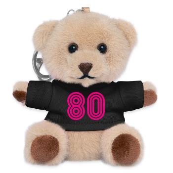 80. 80 JAHRE. 80-JÄHRIGES JUBILÄUM. 80. GEBURTSTAG. - Teddy Schlüsselanhänger - Schwarz - Vorne