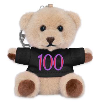 100. 100 JAHRE. 100-JÄHRIGES JUBILÄUM. 100. GEBURTSTAG - Teddy Schlüsselanhänger - Schwarz - Vorne