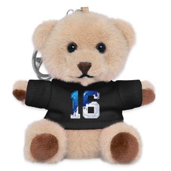 NO. 16 NUMBER 16 BLUE WHITE 16TH BIRTHDAY - Teddy Keyring - black - Front